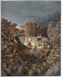 Upadek mur Jerycha - Rycina w „Biblii ilustrowanej” Gustave