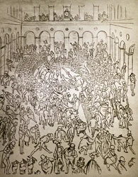 Szalony kapitalistyczny świat na paryskiej giełdzie, autor: Gustave Dore