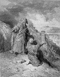 Ostatni z królów arabskich opuścił Grenadę po jego oblężeniu przez katolików w 1492 roku. Grawer Gustave Doré