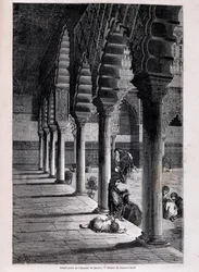 Widok na duże patio Alcazaru w Sewilli - autorstwa Doré, w „Tour du Monde”, II sem. 1866.