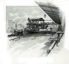 Doki portu La villette, Paryż Rysunek Gustave