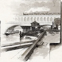 Le viaduct du point du Jour, Boulogne-Billancourt (Widok mostu wiaduktu w dzielnicy Point du jour, Boulogne Billancourt) Rysunek Gustave
