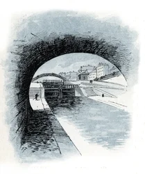 Les ecluses du canal Saint Martin, Paris (Widok na śluzy kanału Saint-Martin, Paryż) Rysunek Gustave