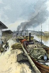 Widok na Canal de la Villette w Paryżu Rysunek Gustave