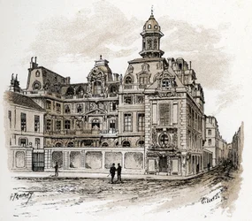 Widok na Hotel de la Valletta na Quai des Celestins w Paryżu (Widok na Hotel Valette na Quai des Celestins w Paryżu) Rysunek Gustave