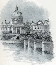 Widok na Institut de France i most Pont des Arts w Paryżu Rysunek Gustave