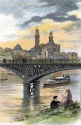 Widok na kładkę Passy (obecnie most Bir Hakeim) w Paryżu Rysunek Gustave