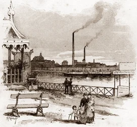 Widok quai de Javel w Paryżu, actuel quai André-Citroen (Widok quai Andre Citroen, dawniej quai de Javel, Paryż) Rysunek Gustave