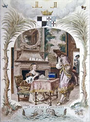 Madame de Sevigne w hotelu Carnavalet w Nowy Rok, Paryż, ok. 1900 (litografia kolorowa)