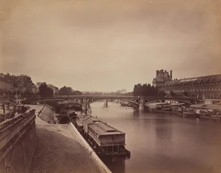 Pont du Carrousel, Paryż: widok na zachód z Pont des Arts