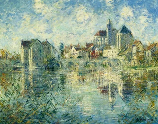Moret-sur-Loing, Most i Kościół; Moret-sur-Loing, most i kościół, ok. 1935