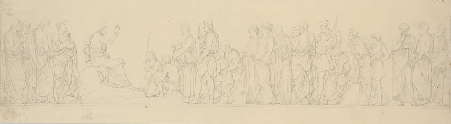 Kazanie na Górze. Kompozycja fryzowa z studium dla odbiegającej płaskorzeźby w Kościele Zamkowym