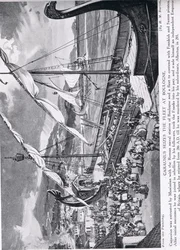 Carausius przejmujący flotę w Boulogne, ilustracja z „Historia narodów Hutchinsona”, c.1910