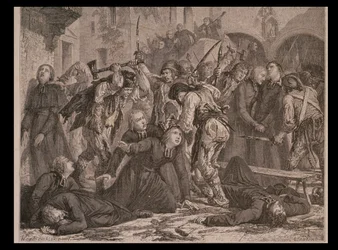 Masakra kapłanów we wrześniu 1792 r., ryty przez Charlesa Maurand