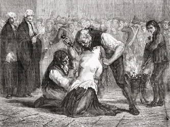 Tortury Madame de la Motte, rytowane przez Meyer-Heine