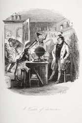 Wyróżniony gość, ilustracja z „Dombey and Son” Charlesa Dickensa (1812-70) po raz pierwszy opublikowana w 1848 r. (lito)