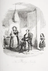 Rodzina Dombey, ilustracja z Dombey and Son autorstwa Charlesa Dickensa (1812-70) opublikowana po raz pierwszy w 1848 r.