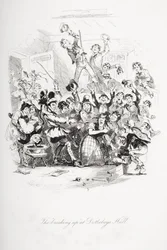 „Zerwanie” w Dotheboys Hall, ilustracja z „Nicholas Nickleby” Charlesa Dickensa (1812-70) opublikowana w 1839 r.