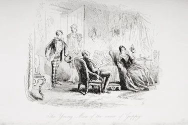 Młody człowiek o imieniu Guppy, ilustracja z „Ponurego domu” Charlesa Dickensa (1812-70) opublikowana w 1853 r.