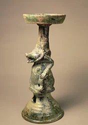 Wczesnochińska lampa ceramiczna, artefakt grobowy, dynastia Han, 25-220 ne (ceramika)