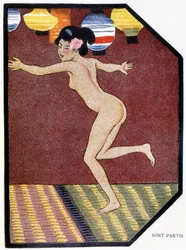 Tańczący młody japoński akt - w „Japońskiej lalce” Féliciena Champsaura, ilustracje Hanafusy Itcho, Paryż