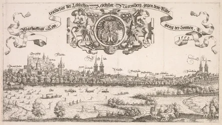 Panoramiczny widok Norymbergi: część centralna, 1552.
