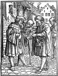Udawana śmierć Hansa Holbeina Młodszego (1497-1543): prawnik (rycina)