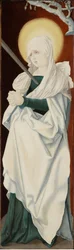 La Vierge des douleurs - Dziewica Bolesna (Mater dolorosa), autorstwa Baldunga (Baldung Grien), Hansa (1484-1545). Olej na drewnie, ok. 1516. Wymiar: 152,2x46 cm. Muzeum Szepmuveszeti, Budapeszt