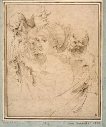 "" La mortpresentee avec sept tetes "" (Śmierć między siedmioma głowami) Dessin de Hans Baldung (Baldung Grien) (1484-1545) vers 1515 Collection privee