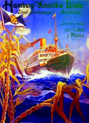Plakat reklamujący Hamburg American Line