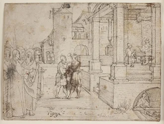 Chrystus otoczony apostołami i faryzeuszami