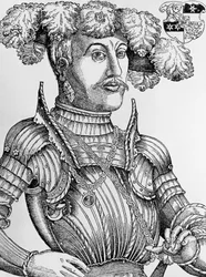 Portret Filipa I, landgrafa Hesji, zwanego Wielkodusznym (1504-1567), rycina Hansa Brosamera (1495-1554)