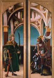 Św. Zygmunt i Św. Jerzy, fragment z drzwi tryptyku Ukrzyżowania