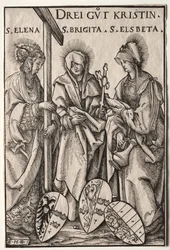 Trzy chrześcijańskie bohaterki: Święta Helena, Brygida i Elżbieta.