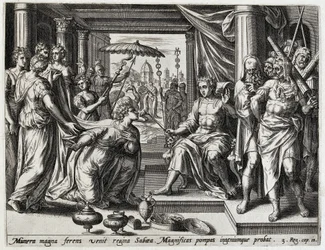 Salomo ontangt de koningin van Seba Geschiedenis van Salomo (tytuł serii) Historia króla Salomona (...) (tytuł serii) Skarb świętej historii starego testamentu, wybrany najdoskonalszymi obrazami wyrażonymi w tej sztuce