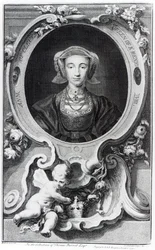 Anna z Kleve, grawerowana przez Jacobusa Houbrakena, 1740