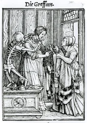 Śmierć i Pani, z „Tańca śmierci”, rycina Hansa Lutzelburgera, ok. 1538