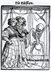 Śmierć i szlachcianka z „Tańca śmierci”, rycina Hansa Lutzelburgera, ok. 1538
