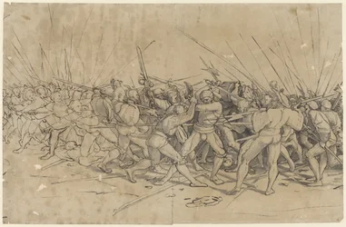 Scena bitwy, ok. 1524 (pióro, tusz i pył)