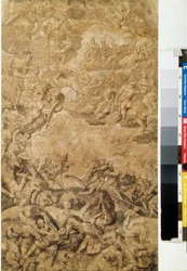 Sąd Ostateczny. Rysunek Hansa Rottenhammera, pachwina (1564-1625). Grisaille na papierze, 53,7 x 31,6 cm, ok. 1590. Sztuka niemiecka, manieryzm. Muzeum Sztuk Pięknych im. Puszkina w Moskwie.