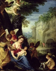 Odpoczynek podczas ucieczki do Egiptu, 1597 (olej na miedzi)