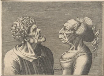 Dwie groteskowe głowy, 1538-73.