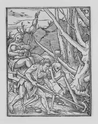 Kopanie Adama, z Tańca śmierci, ca. 1526, opublikowany 1538.