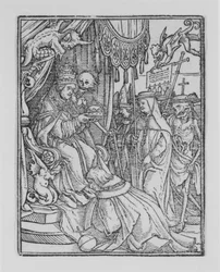 Papież, z Tańca śmierci, ca. 1526, opublikowany 1538.