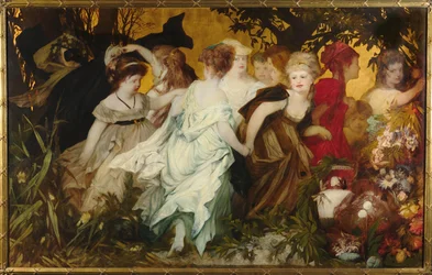 Amoretti współczesne, Tryptyk, lewy panel, 1868.