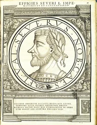 Severus D, ilustracja z „Cesarzy rzymskich całego Wschodu i Zachodu”, drzeworyt Rudolpha Wyssenbacha, druk Andreas Gesner, Zurych, 1