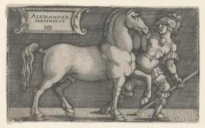 Aleksander Wielki wiodący Bucefał, ok. 1531-1550 (rycina)