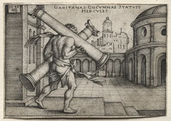 Prace Herkulesa: Herkules niosący kolumny Gades, 1545.