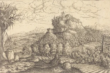 Pejzaż z zamkiem w centrum, 1553.