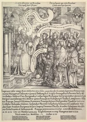 Maksymilian ofiarowany przez swoich świętych patronów Wszechmogącemu, 1519.